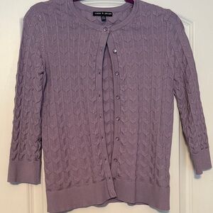 Cable & Gauge Lavender Cardigan Sweater